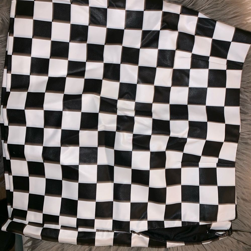 Checkered Leather Skirt